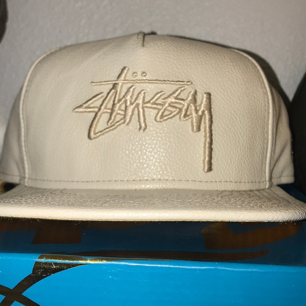 White Leather Stussy hat .
